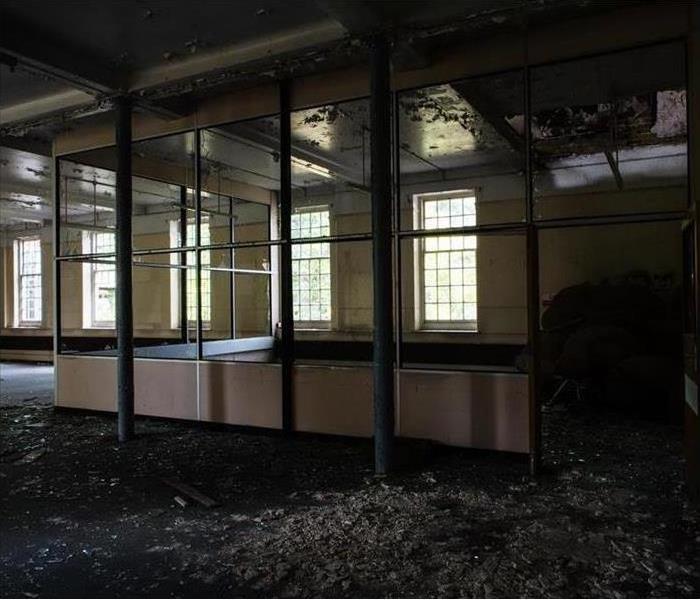 Commercial office with fire and soot damage